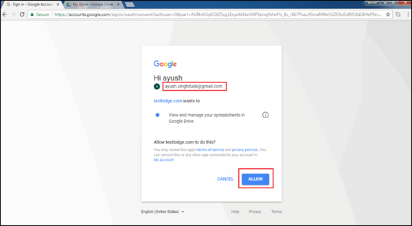 Login to your Google account